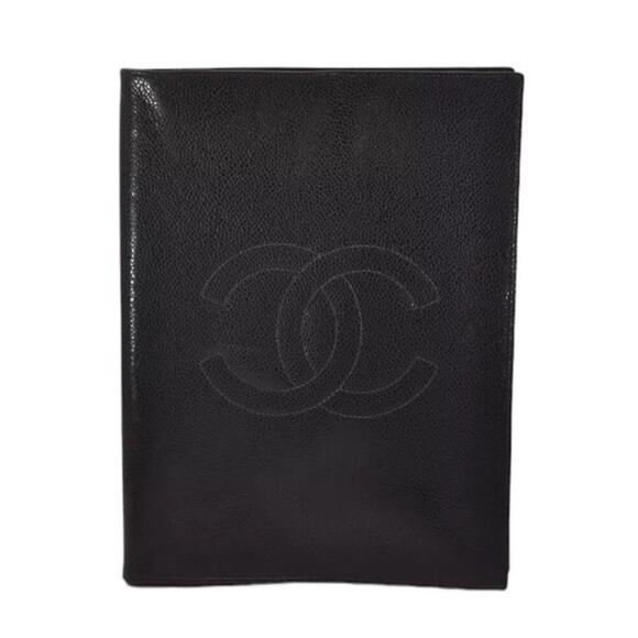 CHANEL Vintage Caviar Leather Black Diary Notebook Tablet Cover CC Stitch Motif. - Picture 2 of 14